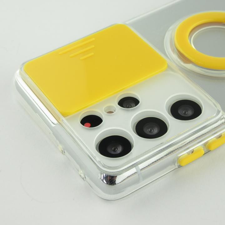 Actual product image PhoneLook Coque Caméra clapet avec anneau jaune (Samsung Galaxy S22 Ultra)