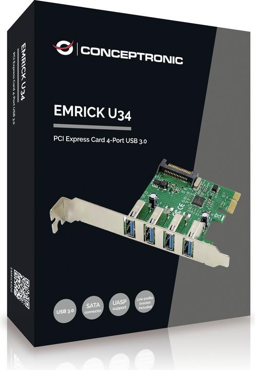 Image du produit Conceptronic Carte PCI Express 4 ports USB 3.0