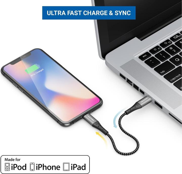 Immagine prodotto deleyCON Cavo USB 2.0 USB C - Lightning 0,15 m (0.15 m, USB 2.0)