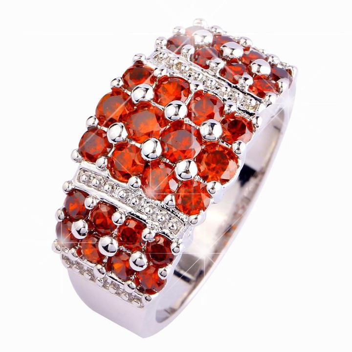 Immagine prodotto Hermex Anello placcato argento con granato - Taglia 57 / Taglia 8 (8)