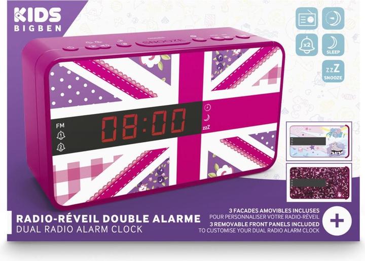 Actual product image Bigben Dual Radio Alarm Clock RR16 - Girls (incl. 3 front panels)