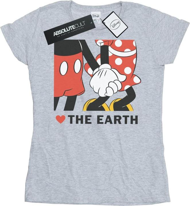 Actual product image Disney Womens/Ladies Mickey Mouse Heart The Earth Cotton T-Shirt (L)