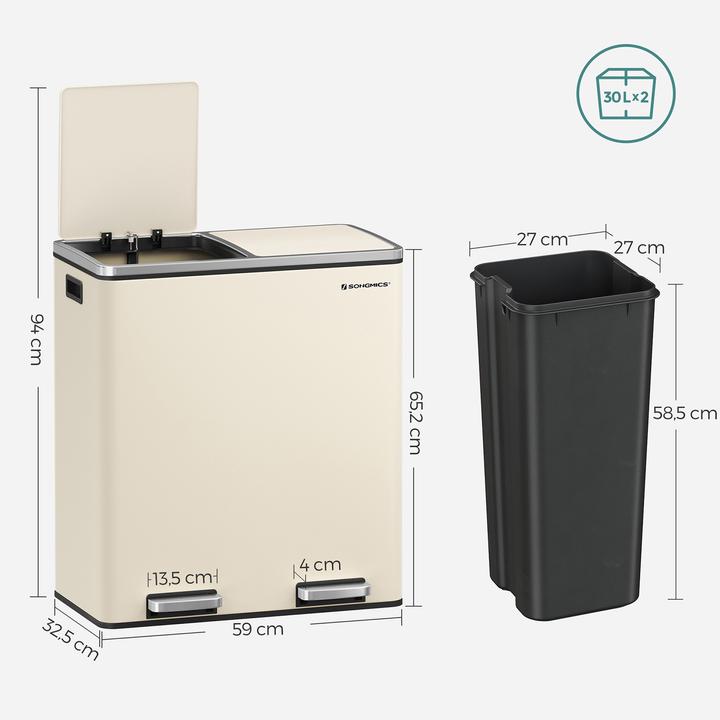 Produktbild Songmics Mülleimer mit Deckel und Inneneimer (60 l)