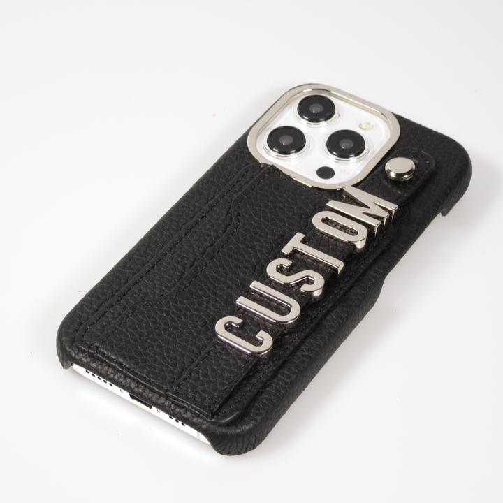 Actual product image PhoneLook Cover Customised leather cover with silver lettering + lanyard and card compartment (Apple iPhone 15 Pro Max)