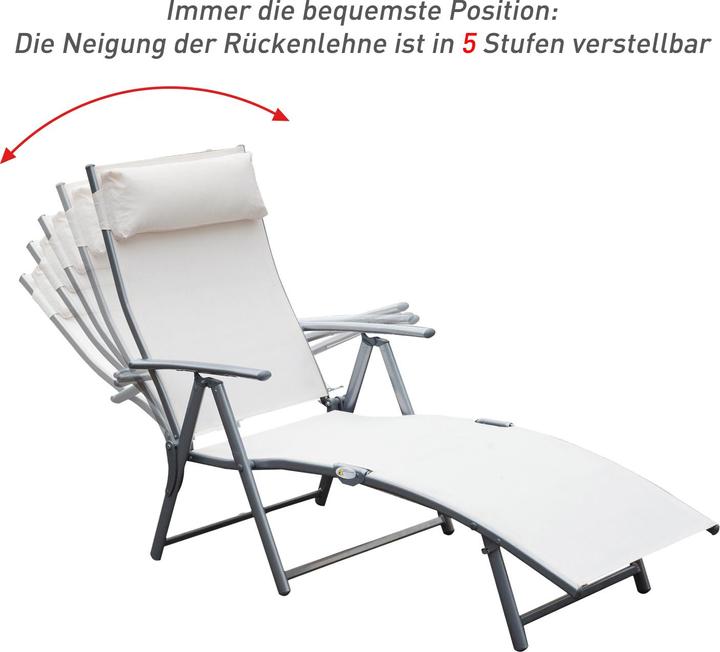 Image du produit Outsunny Chaise longue de jardin avec coussin (180 cm)