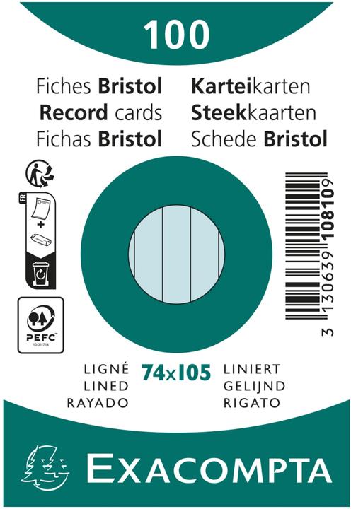 Energie-Label Exacompta Karteikarten (74 x 105 mm, 205 g/m², 100 x)
