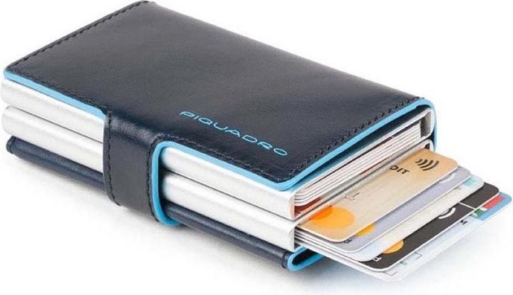 Actual product image Piquadro Blue Square - Double credit card case with sliding system