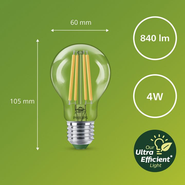 Productafbeelding Philips Ultra Efficiënt (E27, 4 W, 840 lm, 1 x, A)