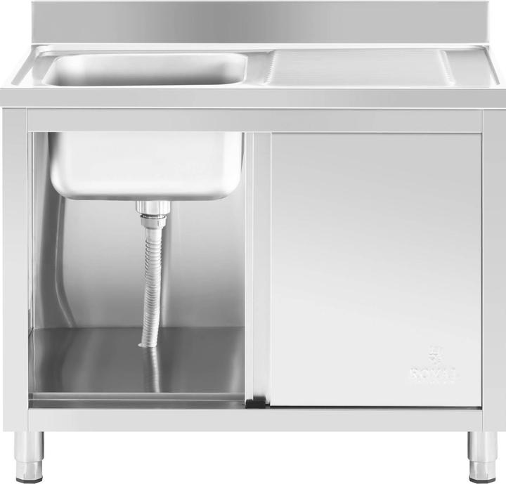 Actual product image Royal Catering Commercial Kitchen Sink Unit - 1 basin - - Stainless steel - 400 x 400 x 240 mm (Sink accessories, 24 cm, 60 cm)