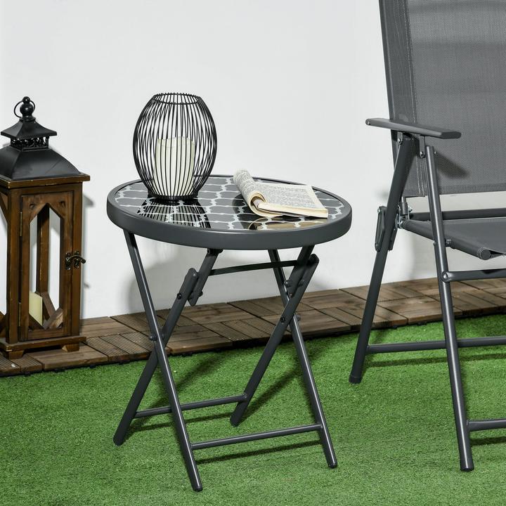 Image du produit Outsunny Table d'appoint ronde avec fonction de pliage