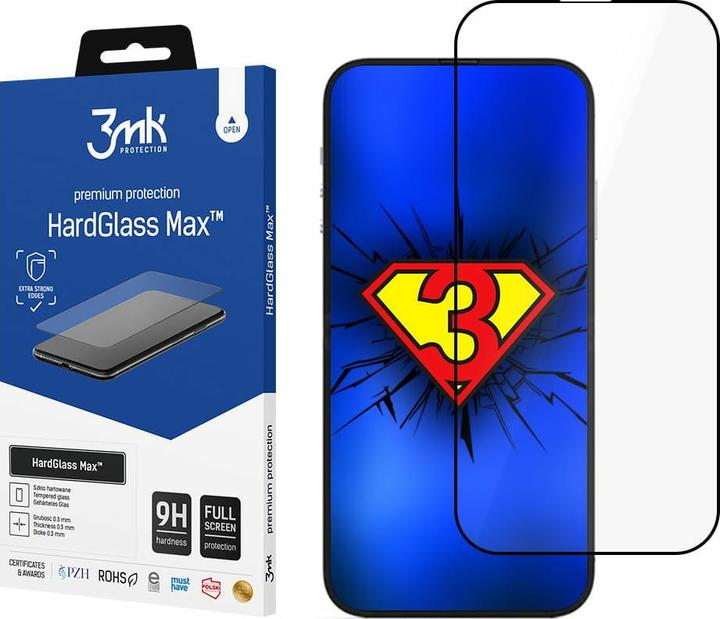 Actual product image 3MK LCD Security Slide hard glass Max Apple iPhone 14 Plus Black (1 Piece, Apple iPhone 14 Plus)