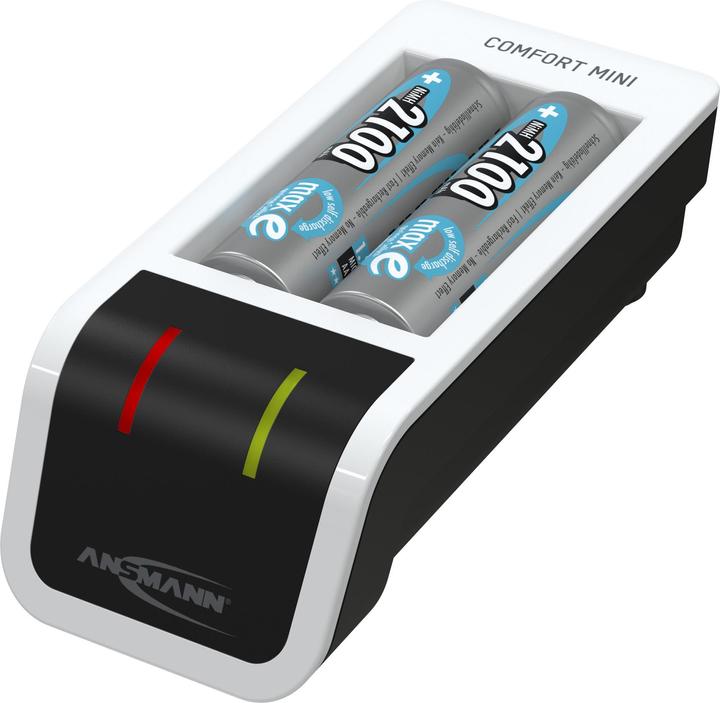 Produktbild Ansmann Comfort Mini Ladegerät inkl. 2 AA Mignon Akkus 2100 mAh (1 Stk., AA, AAA, 800.80 mAh, Akku)