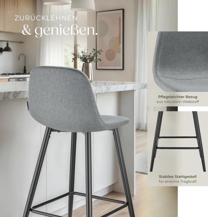 Image du produit tectake chaise de bar Willow avec dossier, rembourrée