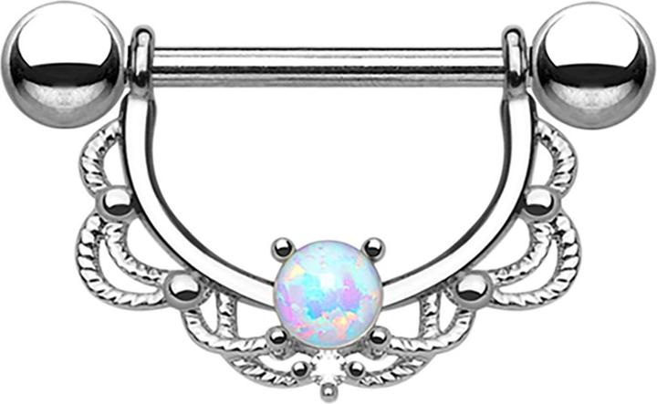 Immagine prodotto Star Piercing Barbell Halbkranz silber mit Opal (senza ottone, Acciaio chirurgico 316L)