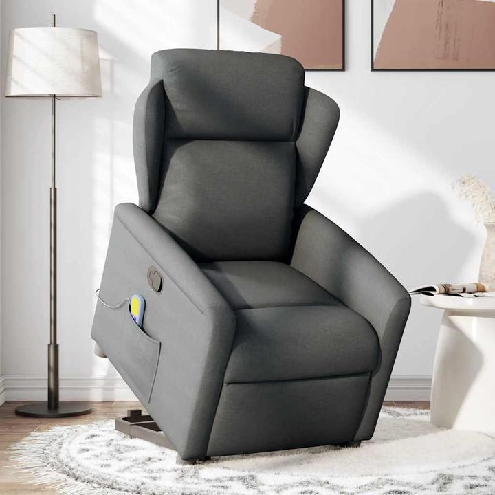 Actual product image VidaXL Massage chair with stand-up aid dark grey fabric