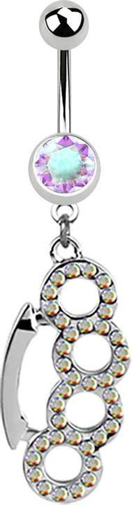 Actual product image Star Piercing Banana silver with pendant brass knuckles multicolour (Surgical steel 316L, without brass)