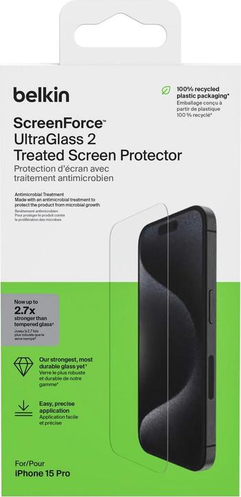 Produktbild Belkin ScreenForce Pro UltraGlass2 (1 Stück, Apple iPhone 15 Pro)