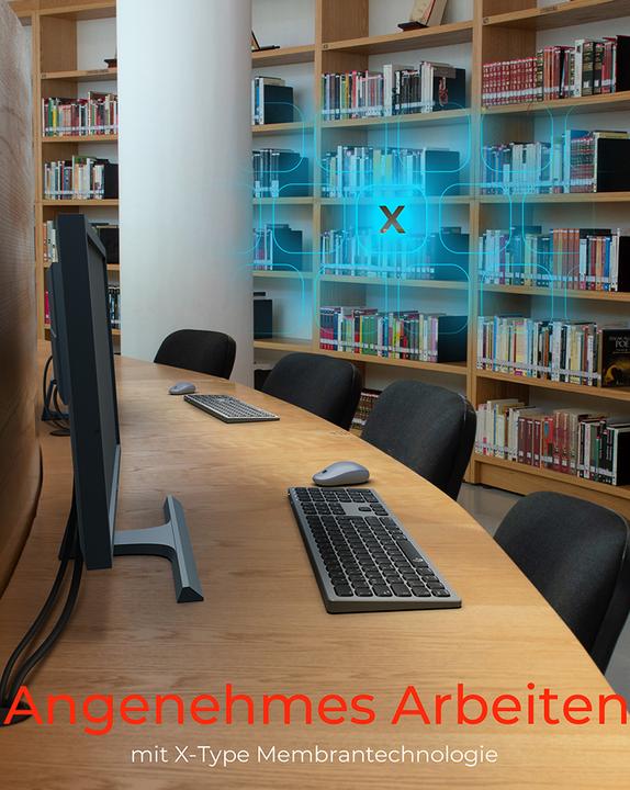 Produktbild KeySonic Full-Size Aluminium Tastatur, Bluetooth® & RF, für Win & macOS (DE, Kabellos)