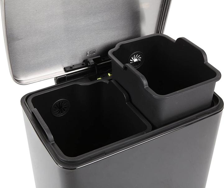 Produktbild EKO Tretmülleimer 10+9L, Matt Schwarz (19 l)