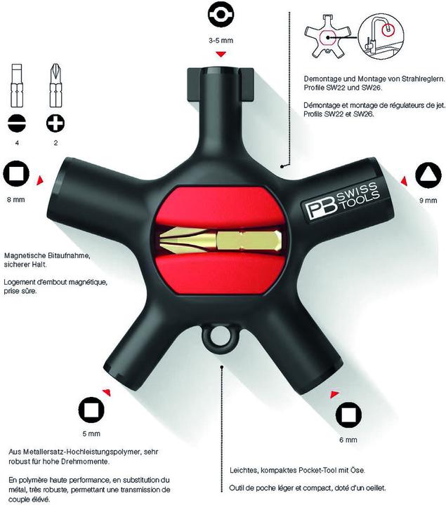 Actual product image PB Swiss Tools PB 900 V01 (Double beard, Slotted screws, hexagon, 3-edge)