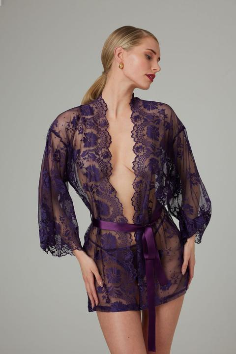 Produktbild Christine Le Duc Spitzen Kimono Graceful Lila (3XL)