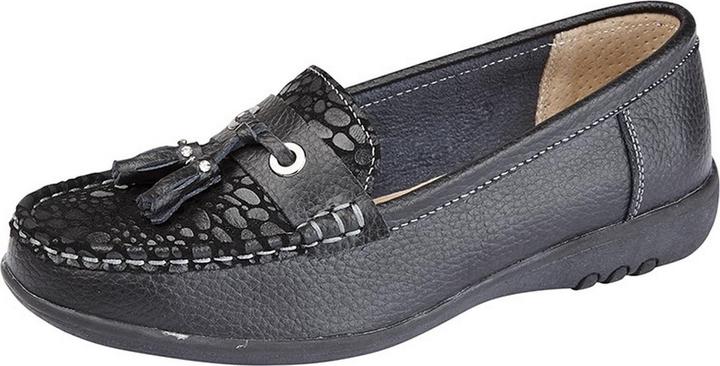 Boulevard Extra Breit Reptil Print Tassel Schuhe
