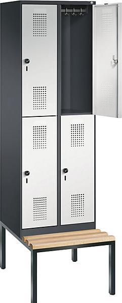 Produktbild C+P Garderobenschrank EVOLO, doppelstöckig, mit Sitzbank (60 cm, 209 cm)