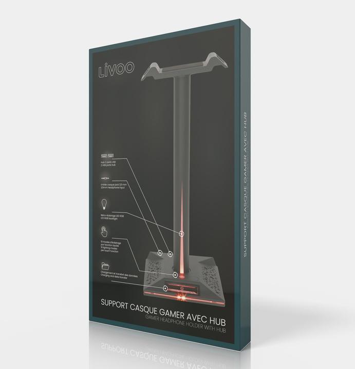 Immagine prodotto Livoo Porta cuffie gaming con Hub (Mac, PC)
