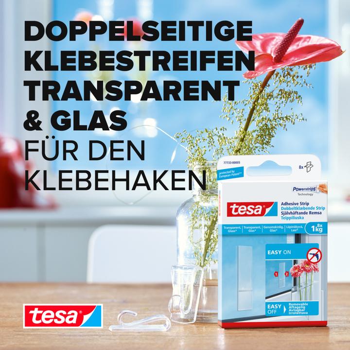 Actual product image tesa Powerstrips für Glas, transparente Klebestreifen