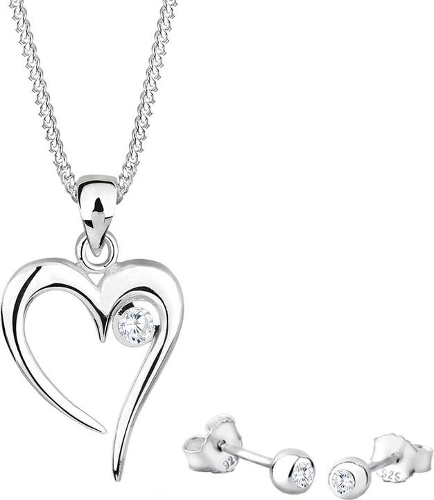 Produktbild Elli Schmuckset Herz Solitär Zirkonia In Love 925 Sterling Silber (925 Sterling Silber)