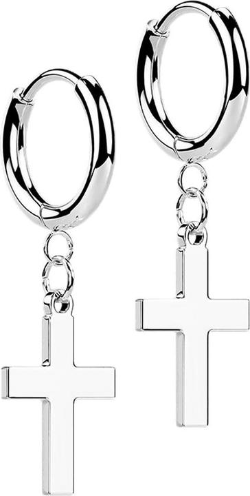 Produktbild Star Piercing Ohrring silber Anhänger Kreuz klein (ohne Messing, Chirurgenstahl 316L)