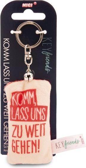 Actual product image Magni NICI Schlüsselanhänger Mini Plüschkissen Komm, lass uns zu weit gehen mit Glöckchen 8cm