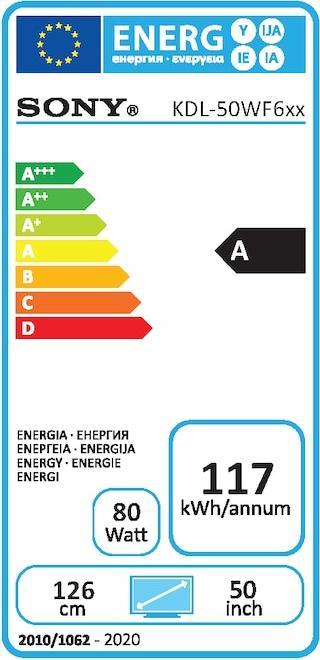 Energy Label Sony KDL-50WF665 (50", LCD, Full HD, 2018)