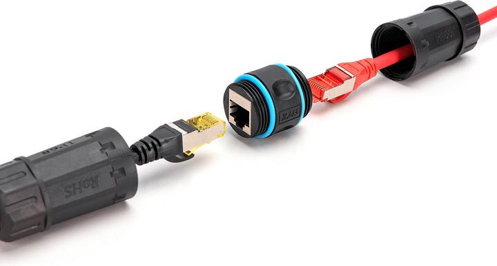 Image du produit Digitus Connexion extérieure CAT 6A, indice de protection IP68 Connexion RJ45 à RJ45 (Raccord réseau)