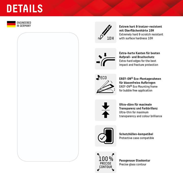 Produktbild Displex Real Glass, 2D Panzerglas + Handyhülle (1 Stück, Apple iPhone 15 Plus)