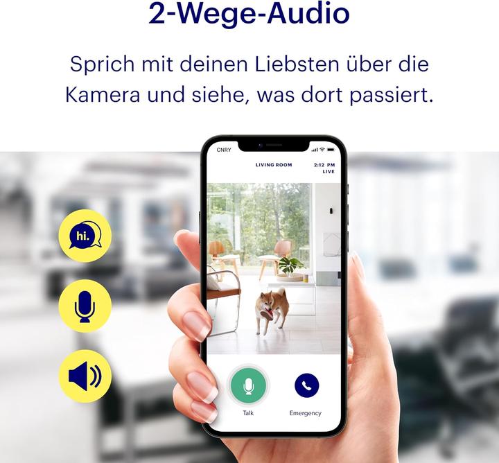 Immagine prodotto Canary View Überwachungskamera mit 2-Wege-Audio, 24/7 Live-Übertragung, Bewegungsmelder, Nachtsicht