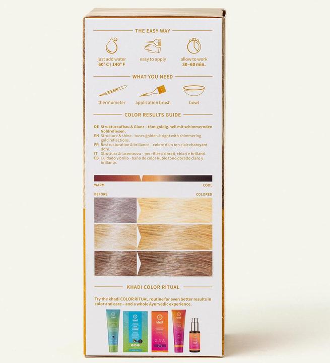 Produktbild Khadi Pflanzenfarbe Goldhauch - Blond bis Kupfer - Teinture aux Plantes plaquette d'or (Blond, Doré)