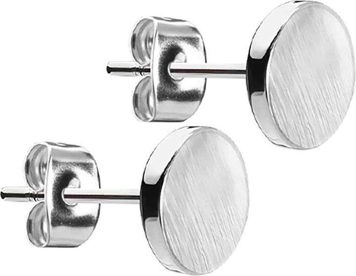 Actual product image Star Piercing Stud earrings round brushed silver (Brass, Surgical steel 316L)