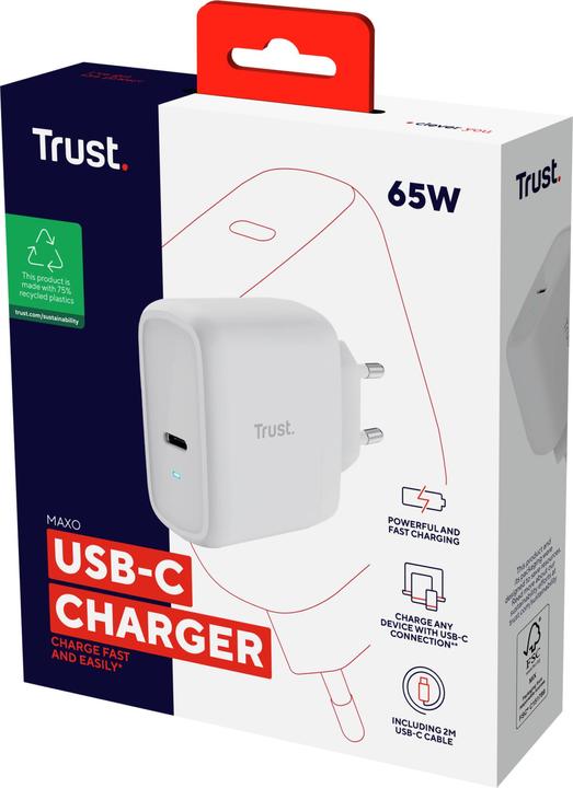 Immagine prodotto Trust Maxo 65w USB-C Caricatore Wht (65 W)