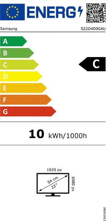 Energy Label Samsung 22 INCH MONITOR S40GD FHD (1920 x 1080 pixels, 22")