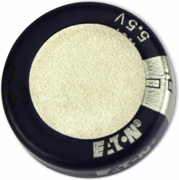 Actual product image Eaton Gold cap electrolytic capacitor, 1.5 F, 5.5 V, 21.5x6.9 mm