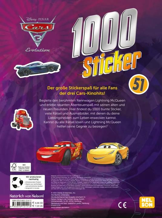 Immagine prodotto Disney Cars 3: 1000 adesivi