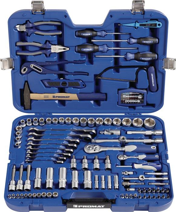 Produktbild Promat Steckschlüssel-/Handwerkzeugkoffer (131 Teile)