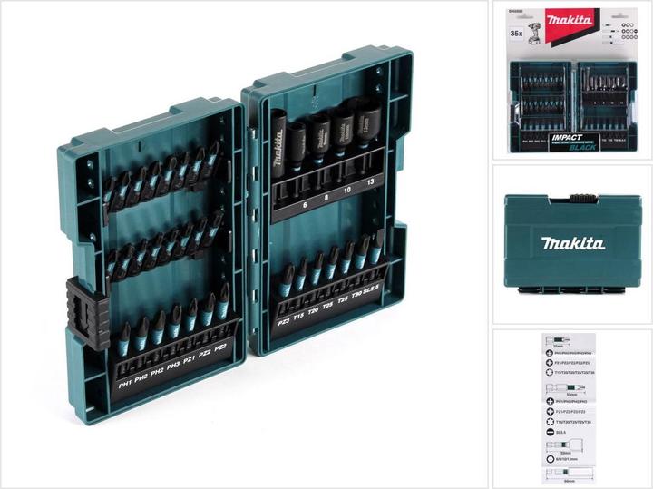Actual product image Makita Bit set 35 pieces (Cross Phillips PH M2, Hexagon socket TX M20, Hexagon socket TX M25, Cross Phillips PH M1, Hexagon socket TX M15, Cross Pozidriv PZ M3, Hexagon socket TX M30, Cross Phillips PH M3, Cross Pozidriv PZ M2, Cross Pozidriv PZ M1)
