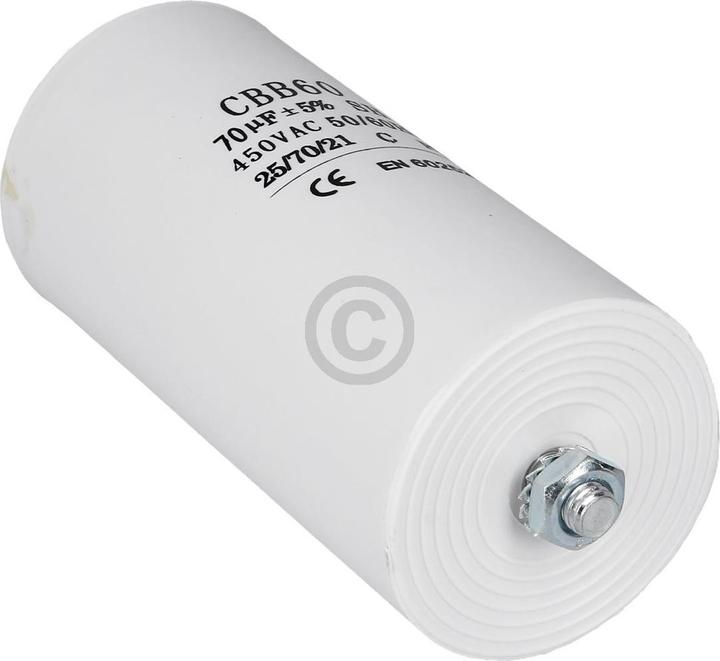 Actual product image Europart Capacitor 70µF 450V universal with lugs Fixing screw CBB60