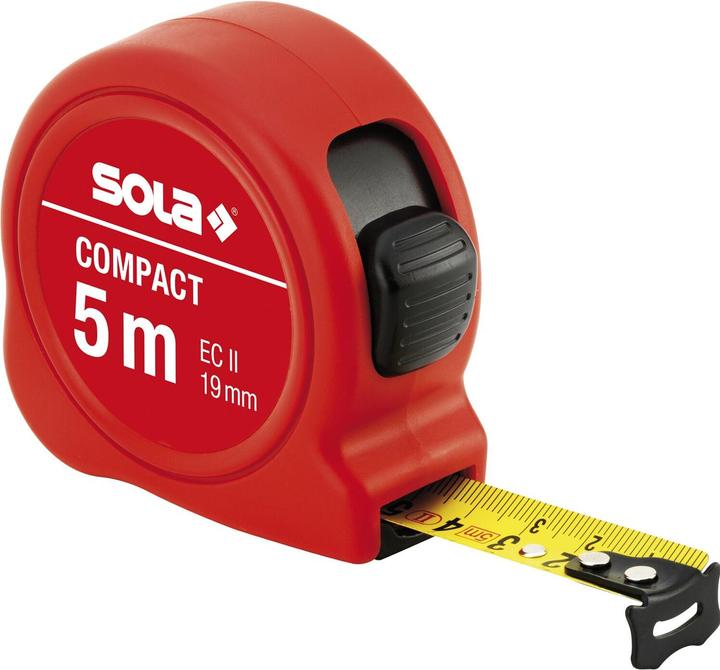 Produktbild Sola Compact Roll-Massband Rollmeter 5m mit EG-Prüfzeichen-Genauigkeit 2 rot