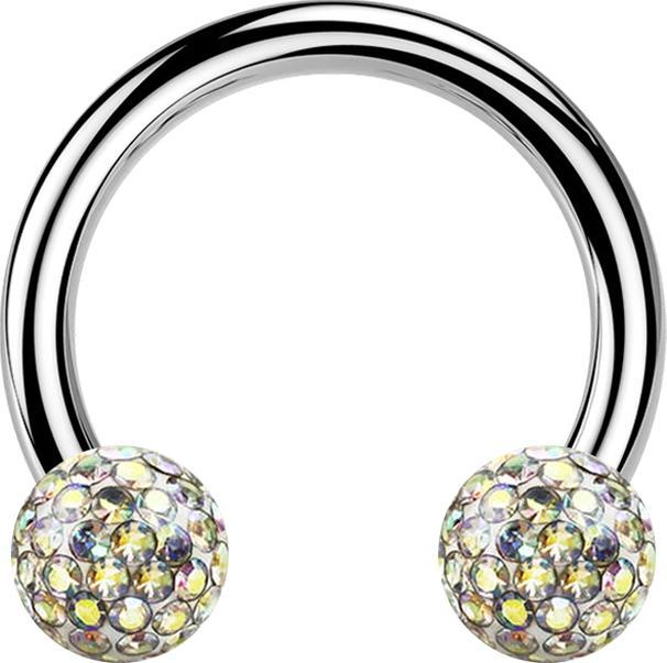 Actual product image Star Piercing Micro Circular Barbell silver with two crystal balls multicolour epoxy protective layer (without brass, Titanium G23)