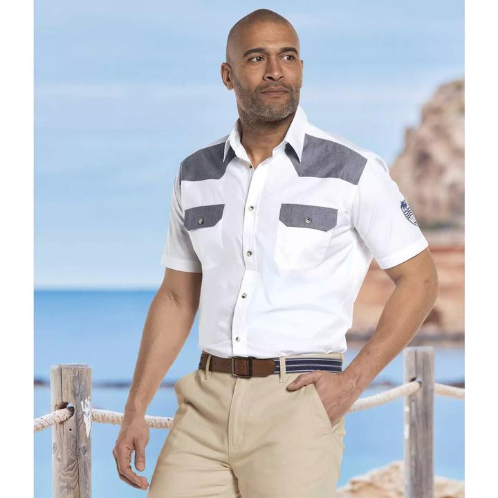 Produktbild Atlas For Men Weisses Hemd mit ChambrayDetails (5XL)