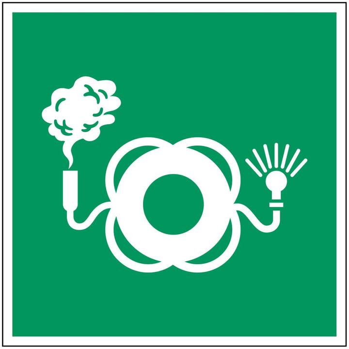 Image du produit Brady Panneau de sécurité ISO - Bouée de sauvetage avec lampe et signal de fumée