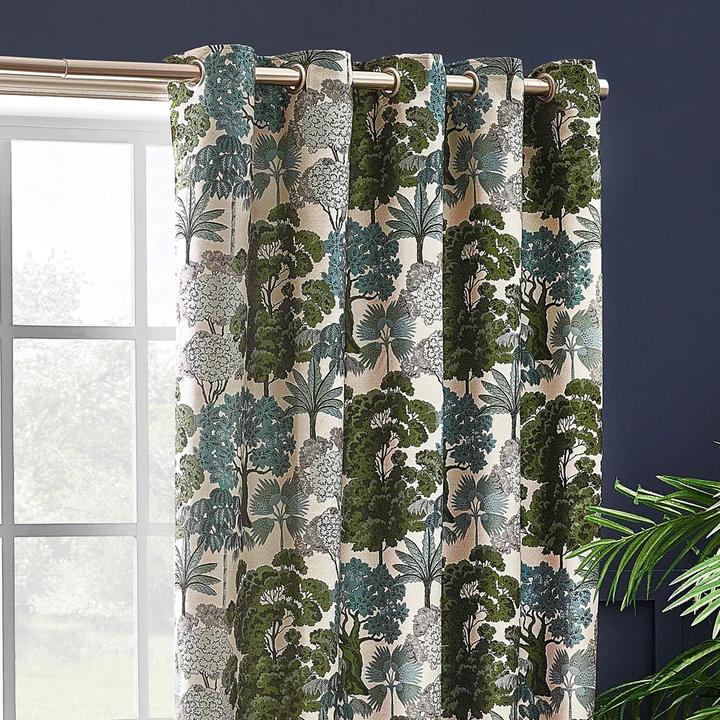Actual product image Wylder Woodlands Jacquard Floral Eyelet Curtains (168 x 183 cm)